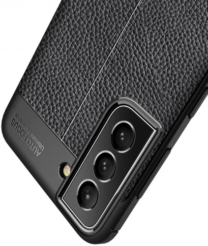 Samsung Galaxy S21 FE Kılıf Deri Görünümlü Parmak İzi Bırakmaz Niss Silikon - Siyah