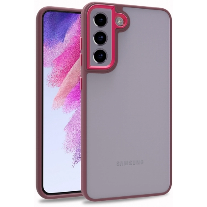 Samsung Galaxy S21 FE Kılıf Electro Silikon Renkli Flora Kapak - Kırmızı