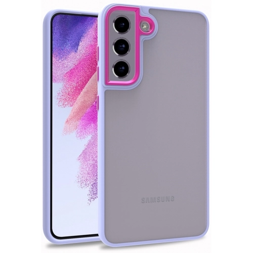 Samsung Galaxy S21 FE Kılıf Electro Silikon Renkli Flora Kapak - Lila