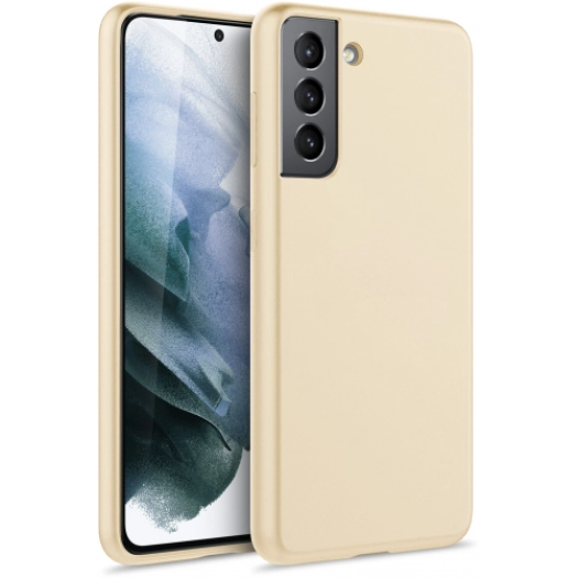 Samsung Galaxy S21 FE Kılıf İnce Soft Mat Renkli Esnek Silikon Kapak - Gold