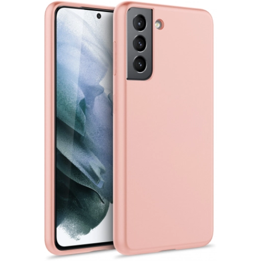 Samsung Galaxy S21 FE Kılıf İnce Soft Mat Renkli Esnek Silikon Kapak - Rose Gold