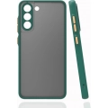 Samsung Galaxy S21 FE Kılıf Kamera Korumalı Arkası Şeffaf Mat Silikon Kapak - Koyu Yeşil