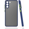 Samsung Galaxy S21 FE Kılıf Kamera Korumalı Arkası Şeffaf Mat Silikon Kapak - Lacivert