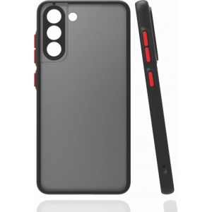 Samsung Galaxy S21 FE Kılıf Kamera Korumalı Arkası Şeffaf Mat Silikon Kapak - Siyah