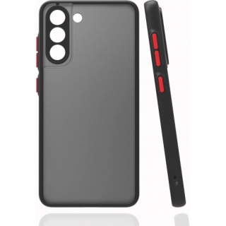 Samsung Galaxy S21 FE Kılıf Kamera Korumalı Arkası Şeffaf Mat Silikon Kapak - Siyah