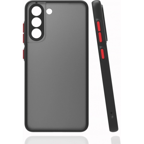 Samsung Galaxy S21 FE Kılıf Kamera Korumalı Arkası Şeffaf Mat Silikon Kapak - Siyah