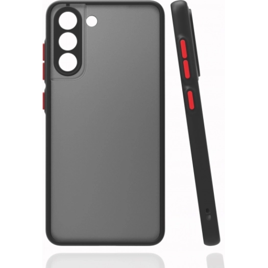 Samsung Galaxy S21 FE Kılıf Kamera Korumalı Arkası Şeffaf Mat Silikon Kapak - Siyah