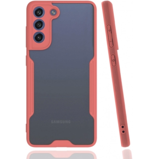 Samsung Galaxy S21 FE Kılıf Renkli Silikon Kamera Lens Korumalı Şeffaf Parfe Kapak - Pembe