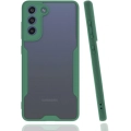 Samsung Galaxy S21 FE Kılıf Renkli Silikon Kamera Lens Korumalı Şeffaf Parfe Kapak - Yeşil