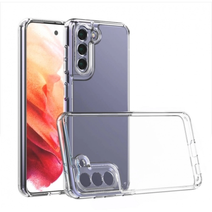 Samsung Galaxy S21 FE Kılıf Lux Korumalı Kenarları Silikon Arkası Sert Coss Kapak - Şeffaf