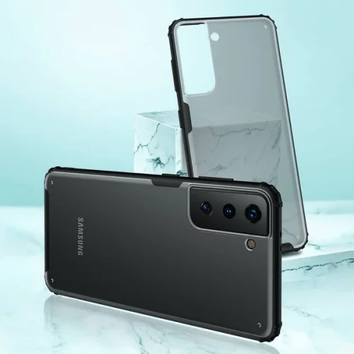 Samsung Galaxy S21 FE Kılıf Volks Serisi Kenarları Silikon Arkası Şeffaf Sert Kapak - Kırmızı