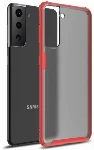 Samsung Galaxy S21 FE Kılıf Volks Serisi Kenarları Silikon Arkası Şeffaf Sert Kapak - Kırmızı