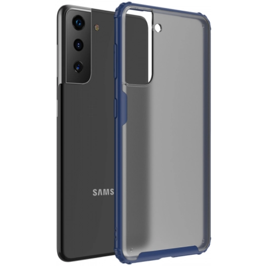 Samsung Galaxy S21 FE Kılıf Volks Serisi Kenarları Silikon Arkası Şeffaf Sert Kapak - Lacivert