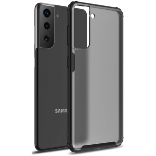 Samsung Galaxy S21 FE Kılıf Volks Serisi Kenarları Silikon Arkası Şeffaf Sert Kapak - Siyah