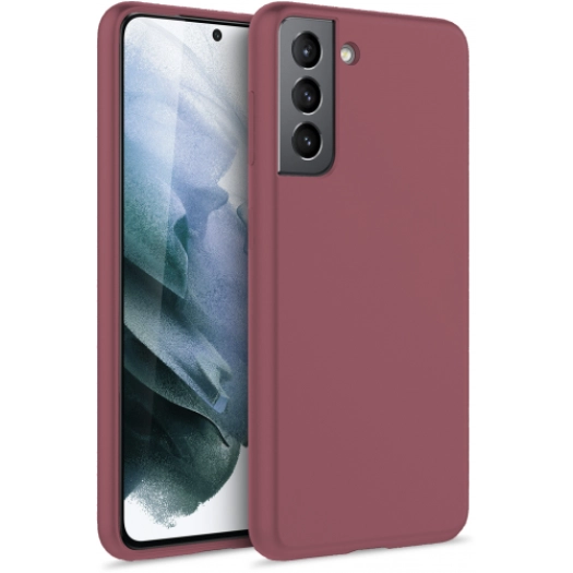 Samsung Galaxy S21 Kılıf İnce Soft Mat Renkli Esnek Silikon Kapak - Mürdüm