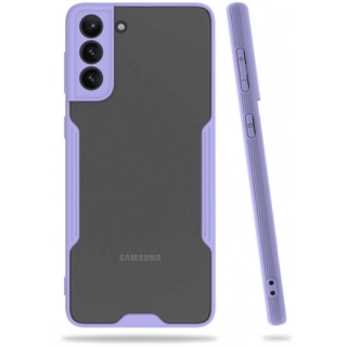 Samsung Galaxy S21 Kılıf Renkli Silikon Kamera Lens Korumalı Şeffaf Parfe Kapak - Lila
