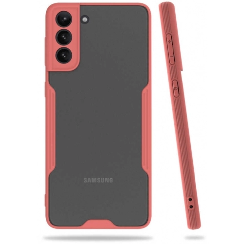 Samsung Galaxy S21 Kılıf Renkli Silikon Kamera Lens Korumalı Şeffaf Parfe Kapak - Pembe