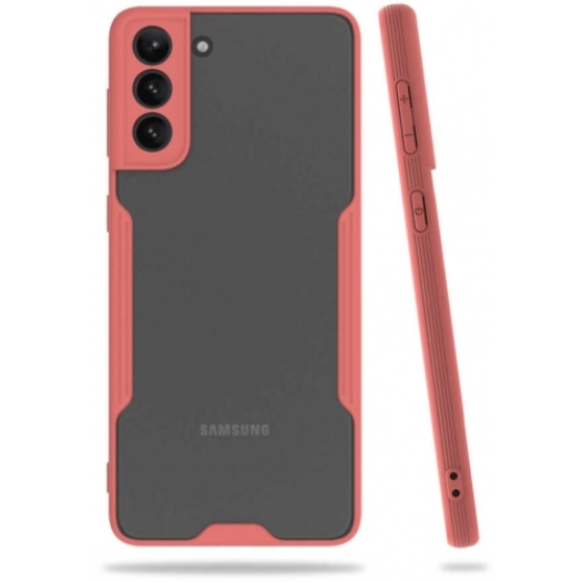 Samsung Galaxy S21 Kılıf Renkli Silikon Kamera Lens Korumalı Şeffaf Parfe Kapak - Pembe