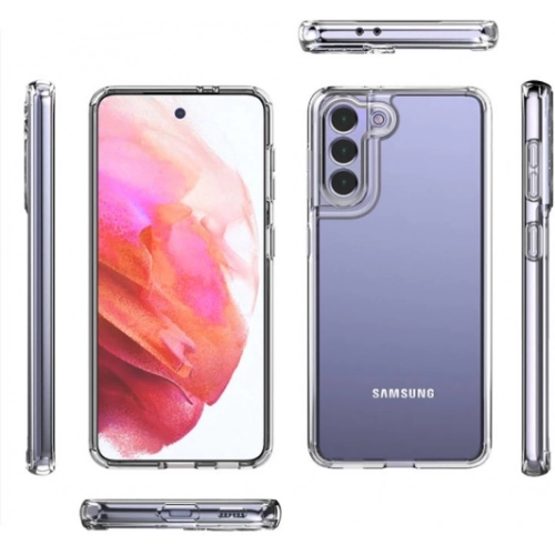 Samsung Galaxy S21 Kılıf Korumalı Kenarları Silikon Arkası Sert Coss Kapak - Şeffaf