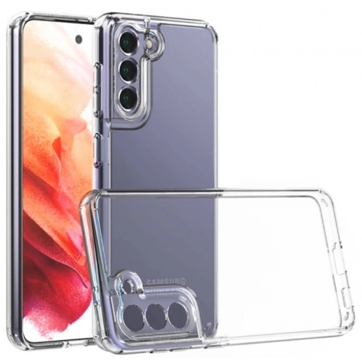 Samsung Galaxy S21 Kılıf Korumalı Kenarları Silikon Arkası Sert Coss Kapak  - Şeffaf