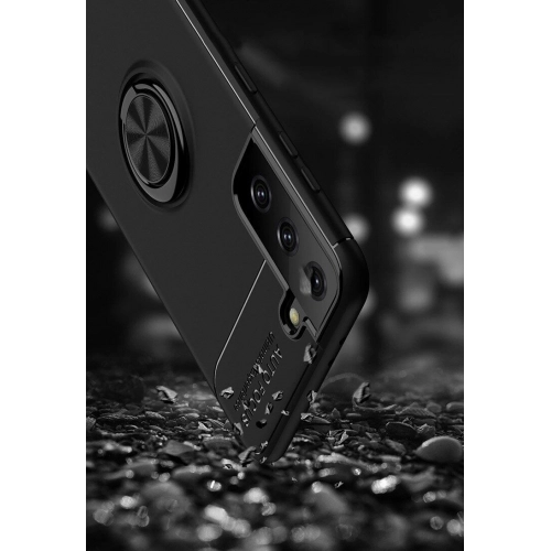 Samsung Galaxy S21 Plus Kılıf Renkli Silikon Yüzüklü Standlı Auto Focus Ravel Kapak - Kırmızı