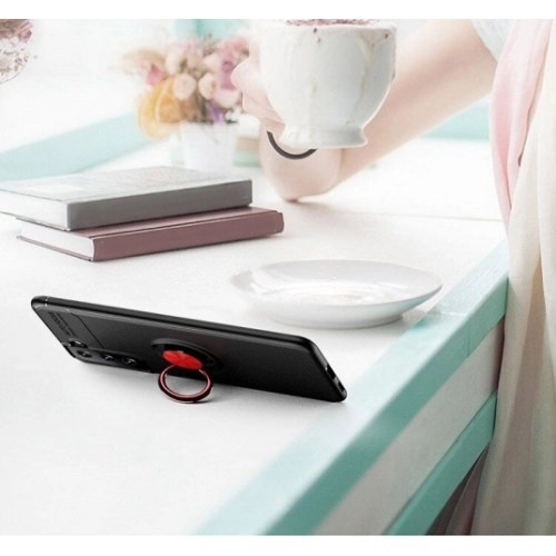 Samsung Galaxy S21 Plus Kılıf Renkli Silikon Yüzüklü Standlı Auto Focus Ravel Kapak - Kırmızı