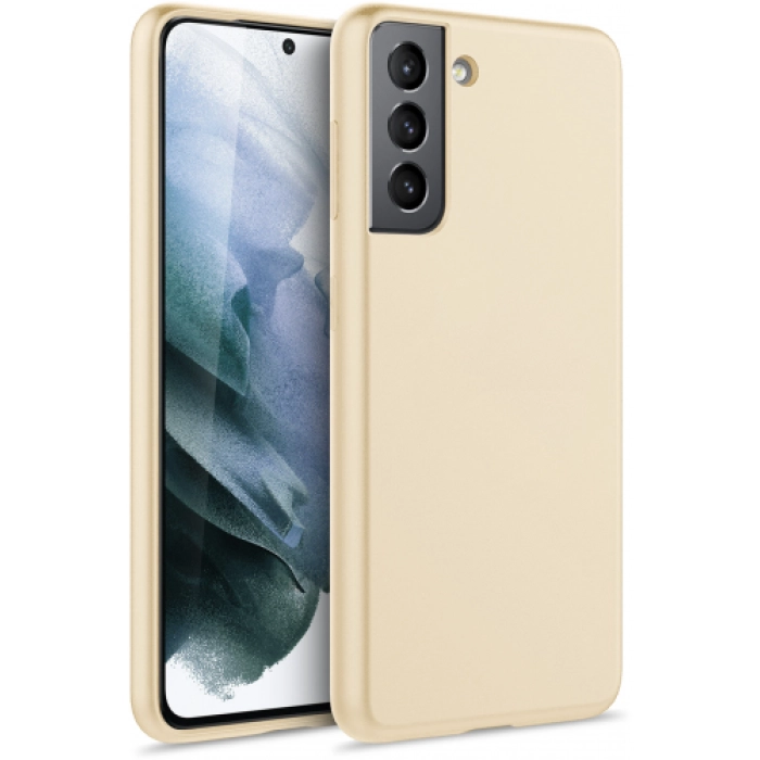Samsung Galaxy S21 Plus Kılıf İnce Soft Mat Renkli Esnek Silikon Kapak - Gold