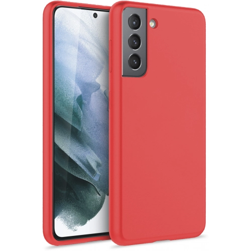 Samsung Galaxy S21 Plus Kılıf İnce Soft Mat Renkli Esnek Silikon Kapak - Kırmızı