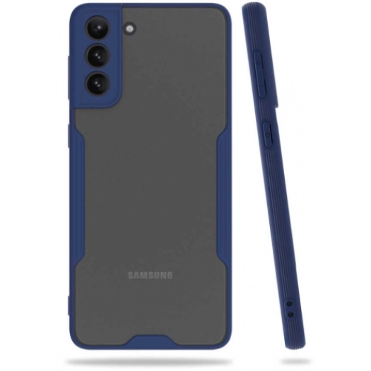 Samsung Galaxy S21 Plus Kılıf Renkli Silikon Kamera Lens Korumalı Şeffaf Parfe Kapak - Lacivert