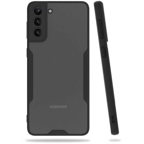 Samsung Galaxy S21 Plus Kılıf Renkli Silikon Kamera Lens Korumalı Şeffaf Parfe Kapak - Siyah