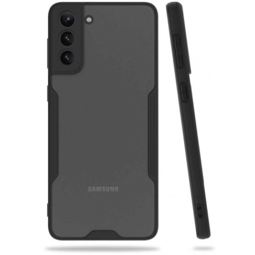 Samsung Galaxy S21 Plus Kılıf Renkli Silikon Kamera Lens Korumalı Şeffaf Parfe Kapak - Siyah