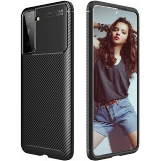 Samsung Galaxy S21 Plus Kılıf Silikon Parmak İzi Bırakmayan Karbon Soft Negro Kapak - Siyah