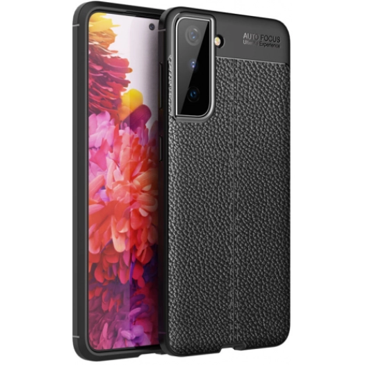 Samsung Galaxy S21 Plus Kılıf Deri Görünümlü Lüks Parmak İzi Bırakmaz Niss Silikon Kapak - Siyah