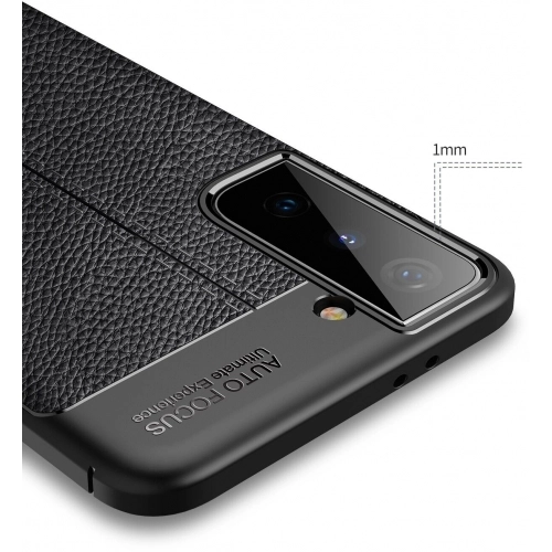 Samsung Galaxy S21 Plus Kılıf Deri Görünümlü Lüks Parmak İzi Bırakmaz Niss Silikon Kapak - Siyah