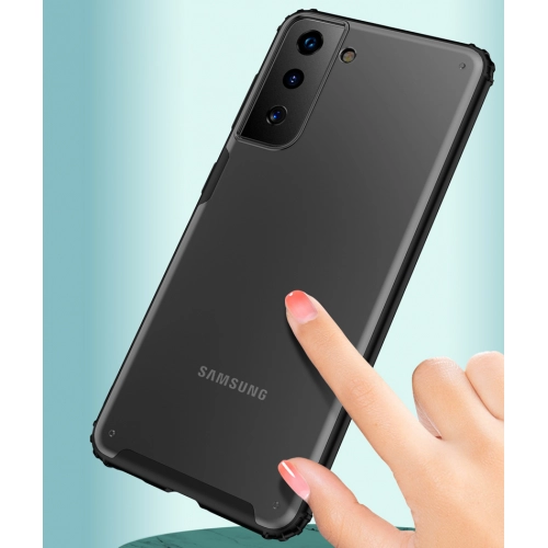 Samsung Galaxy S21 Plus Kılıf Volks Serisi Kenarları Silikon Arkası Şeffaf Sert Kapak - Kırmızı