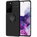 Samsung Galaxy S21 Ultra Kılıf Renkli Silikon Yüzüklü Standlı Auto Focus Ravel Kapak - Siyah