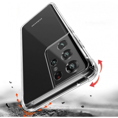 Samsung Galaxy S21 Ultra Kılıf Silikon Köşe Korumalı Airbag Darbe Emici Kapak - Şeffaf