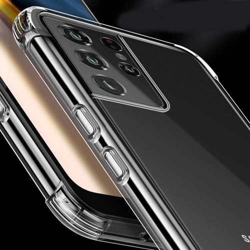 Samsung Galaxy S21 Ultra Kılıf Silikon Köşe Korumalı Airbag Darbe Emici Kapak - Şeffaf