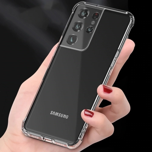Samsung Galaxy S21 Ultra Kılıf Silikon Köşe Korumalı Airbag Darbe Emici Kapak - Şeffaf
