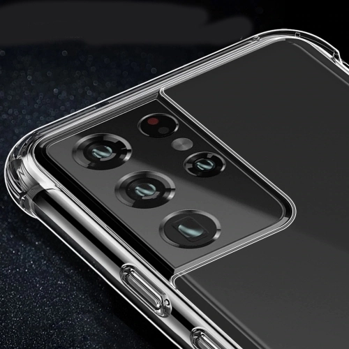 Samsung Galaxy S21 Ultra Kılıf Silikon Köşe Korumalı Airbag Darbe Emici Kapak - Şeffaf