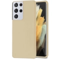 Samsung Galaxy S21 Ultra Kılıf İnce Soft Mat Renkli Esnek Silikon Kapak - Gold