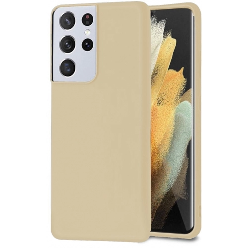 Samsung Galaxy S21 Ultra Kılıf İnce Soft Mat Renkli Esnek Silikon Kapak - Gold