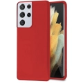 Samsung Galaxy S21 Ultra Kılıf İnce Soft Mat Renkli Esnek Silikon Kapak - Kırmızı