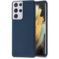 Samsung Galaxy S21 Ultra Kılıf İnce Soft Mat Renkli Esnek Silikon Kapak - Lacivert