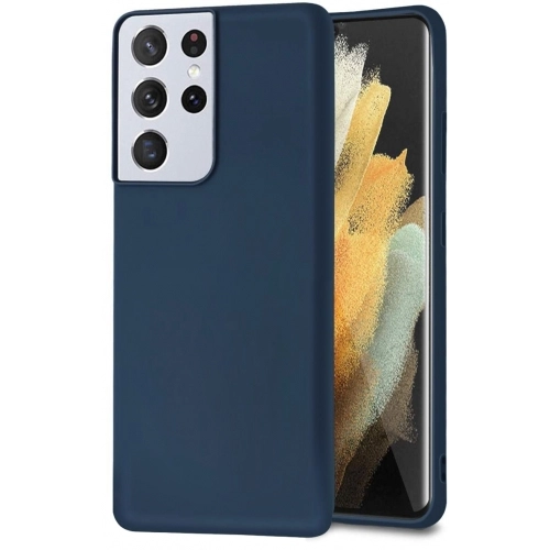 Samsung Galaxy S21 Ultra Kılıf İnce Soft Mat Renkli Esnek Silikon Kapak - Lacivert