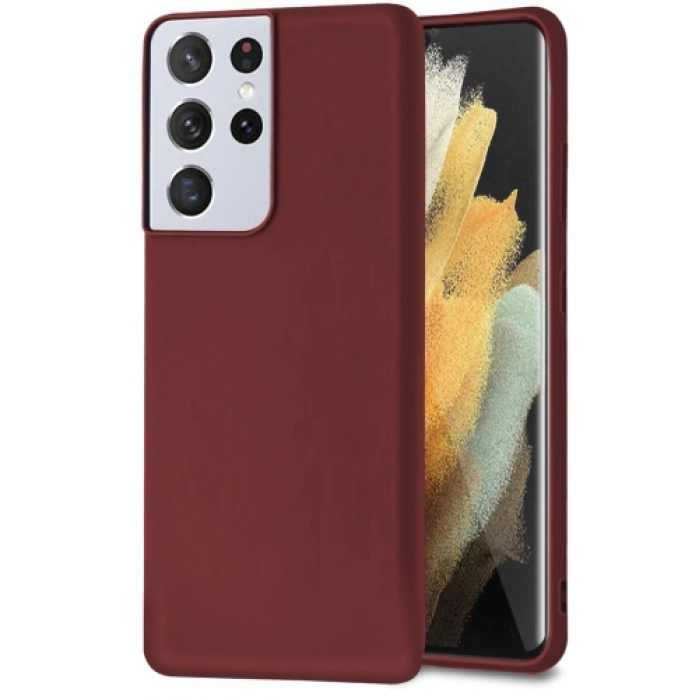Samsung Galaxy S21 Ultra Kılıf İnce Soft Mat Renkli Esnek Silikon Kapak - Mürdüm