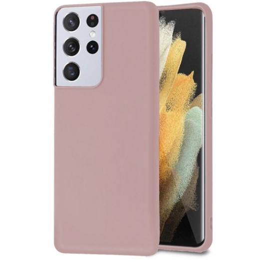 Samsung Galaxy S21 Ultra Kılıf İnce Soft Mat Renkli Esnek Silikon Kapak - Rose Gold