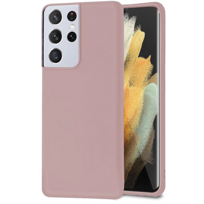 Samsung Galaxy S21 Ultra Kılıf İnce Soft Mat Renkli Esnek Silikon Kapak - Rose Gold