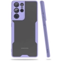 Samsung Galaxy S21 Ultra Kılıf Renkli Silikon Kamera Lens Korumalı Şeffaf Parfe Kapak - Lila