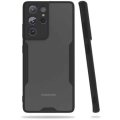 Samsung Galaxy S21 Ultra Kılıf Renkli Silikon Kamera Lens Korumalı Şeffaf Parfe Kapak - Siyah